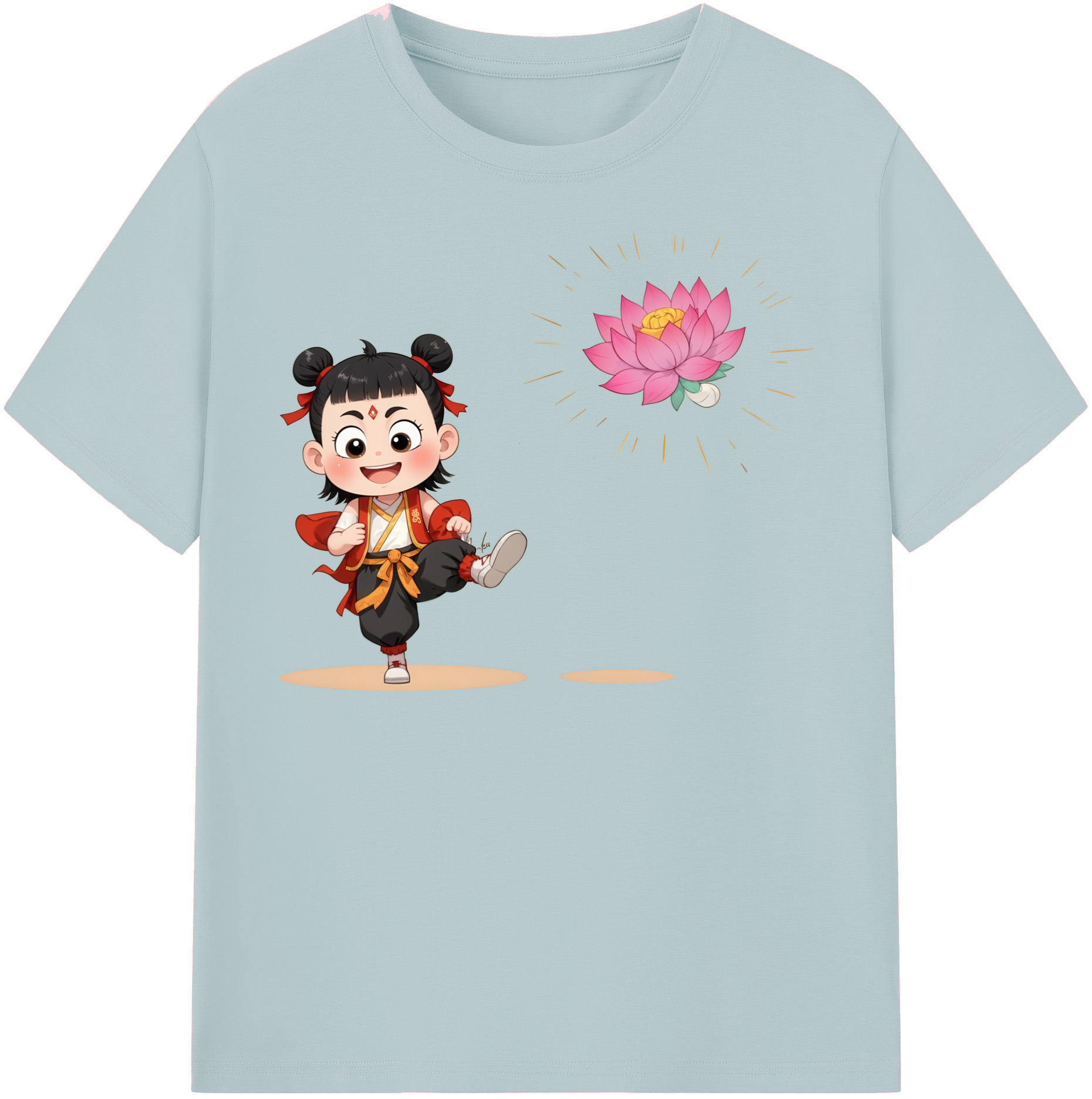 （画像用） Ne Zha 2 ナタ 魔童の大暴れ 綿100％半袖Tシャツ（フロントプリント）